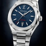 Elysian Octa Blue - Silver Link, driekwart aanzicht in de studio